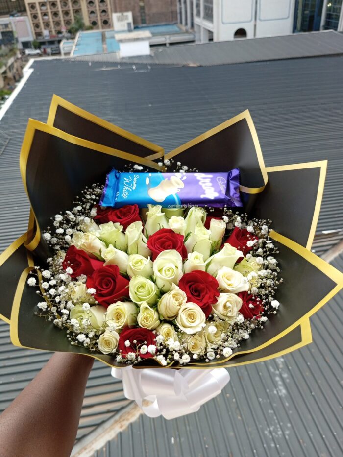 A TOUCH OF RED BOUQUET WITH CHOCOLATE