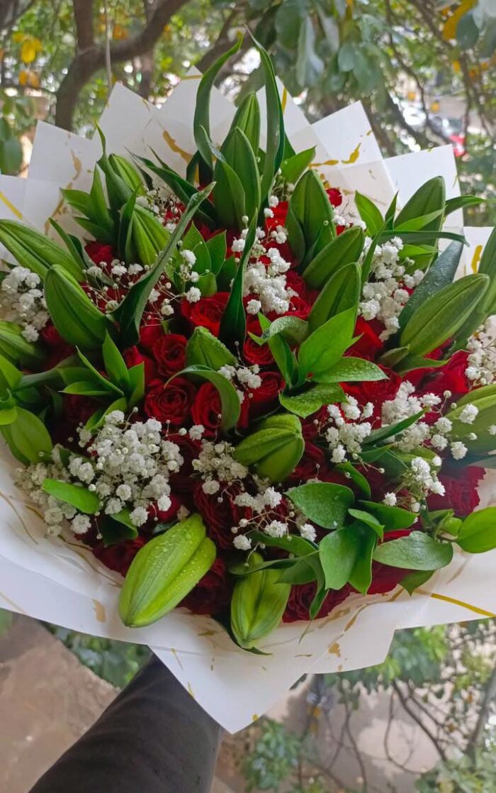 BURST OF LILIES & ROSES