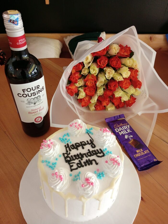 CAKE,WINE,ROSES & CHOCOLATE