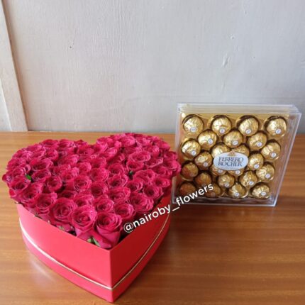 HEARTY-RED BOX & 24 FERRERO CHOCOLATES