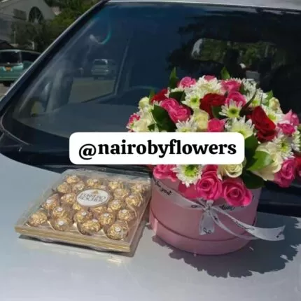 TROPICAL FLOWERS BOX & 24 FERRERO CHOCOLATES