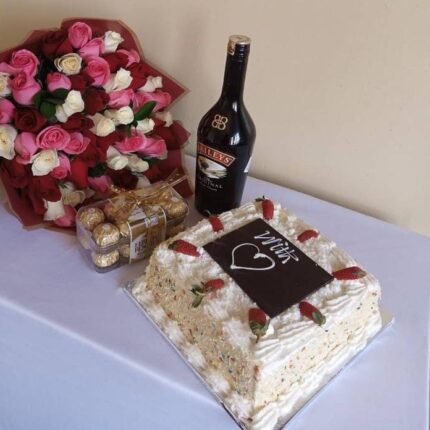 BAILEYS,CAKE, BOUQUET & FERRERO CHOCOLATES