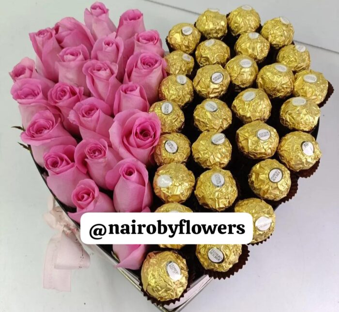 HALF ROSES-HALF FERRERO CHOCOLATES BOX