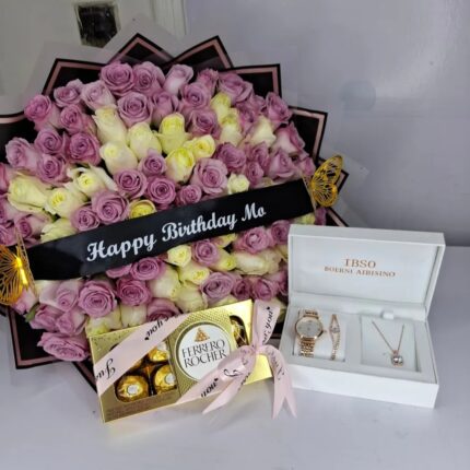 JEWELRY SET, 60 ROSES & 8 FERRERO CHOCOLATES