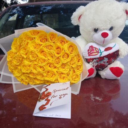 TEDDY BEAR & 40 ROSES