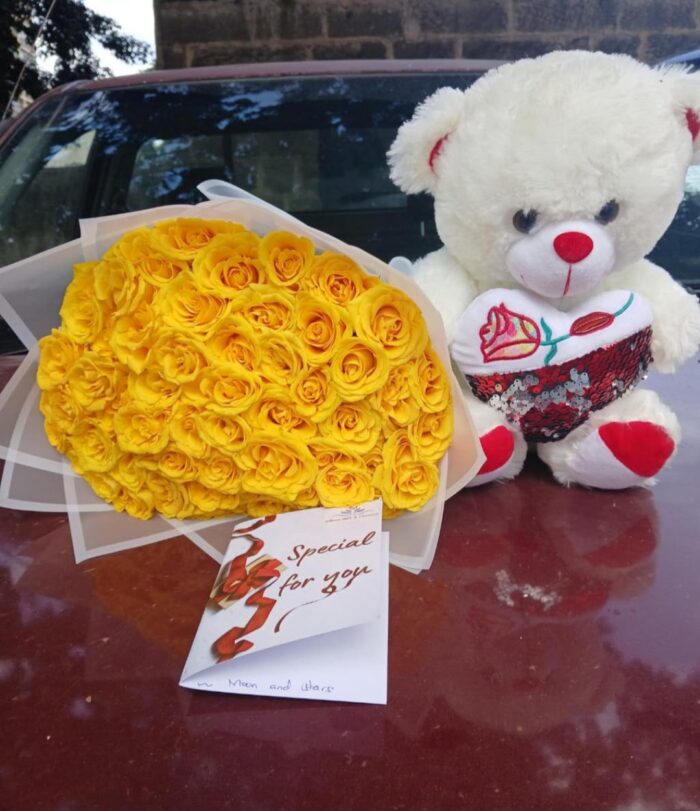 TEDDY BEAR & 40 ROSES