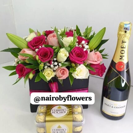 MOET CHAMPAGNE, TROPICAL FLOWER BOX & FERRERO CHOCOLATES
