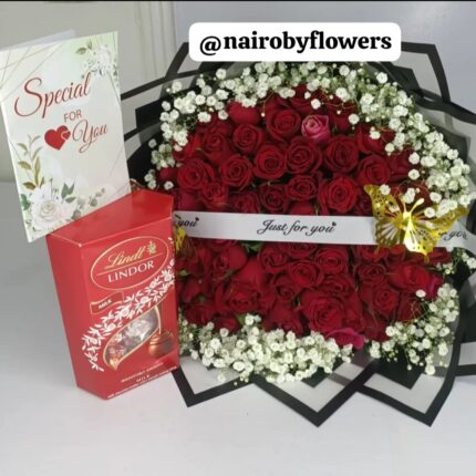 LINDT CHOCOLATE & RED ROSES BOUQUET