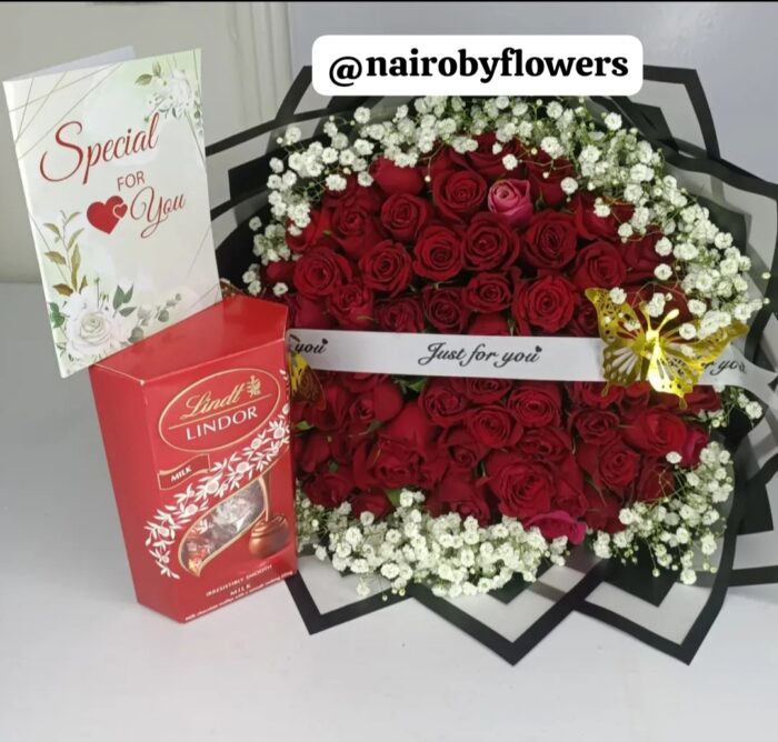 LINDT CHOCOLATE & RED ROSES BOUQUET