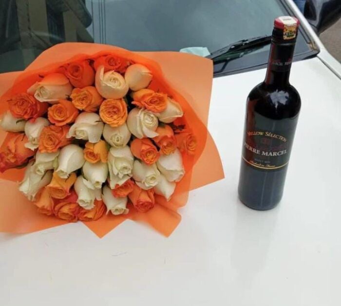 PIERRE MARCEL WINE & 40 MIXED ROSES
