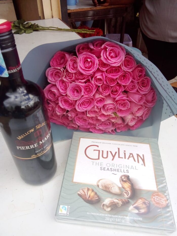 PIERRE MARCEL WINE,PINK ROSES & CHOCOLATE