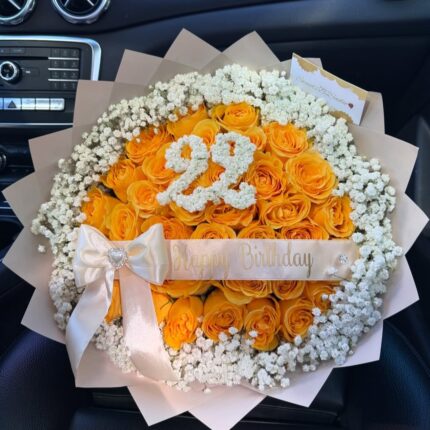 NUMBER BOUQUET -YELLOW ROSES