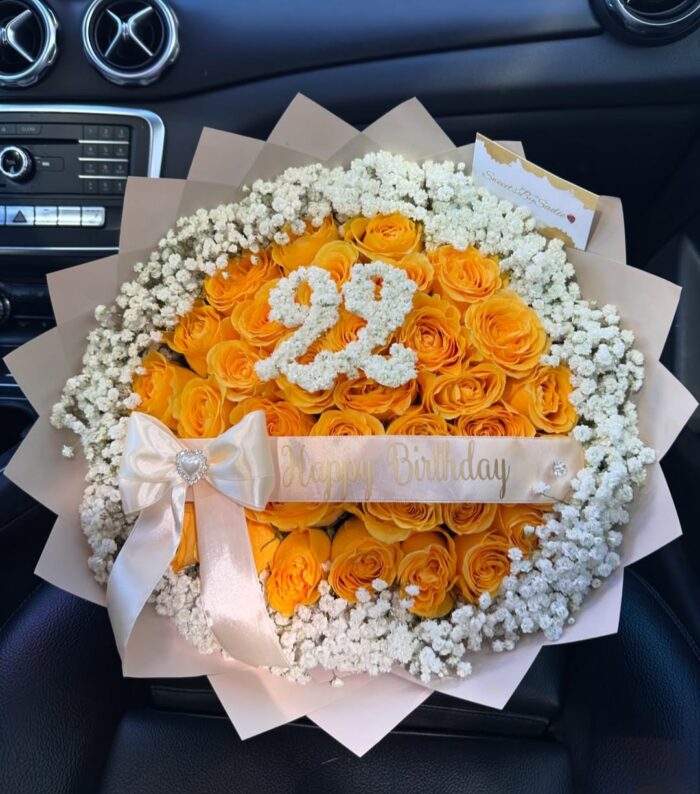 NUMBER BOUQUET -YELLOW ROSES