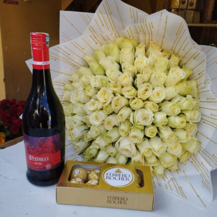 4TH STREET WINE, FERRERO CHOCOLATES & 80 WHITE ROSES