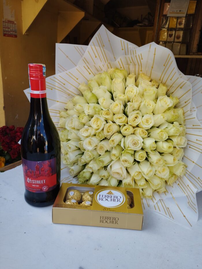 4TH STREET WINE, FERRERO CHOCOLATES & 80 WHITE ROSES