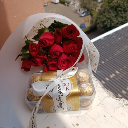 16 FERRERO CHOCOLATES & 10 RED ROSES
