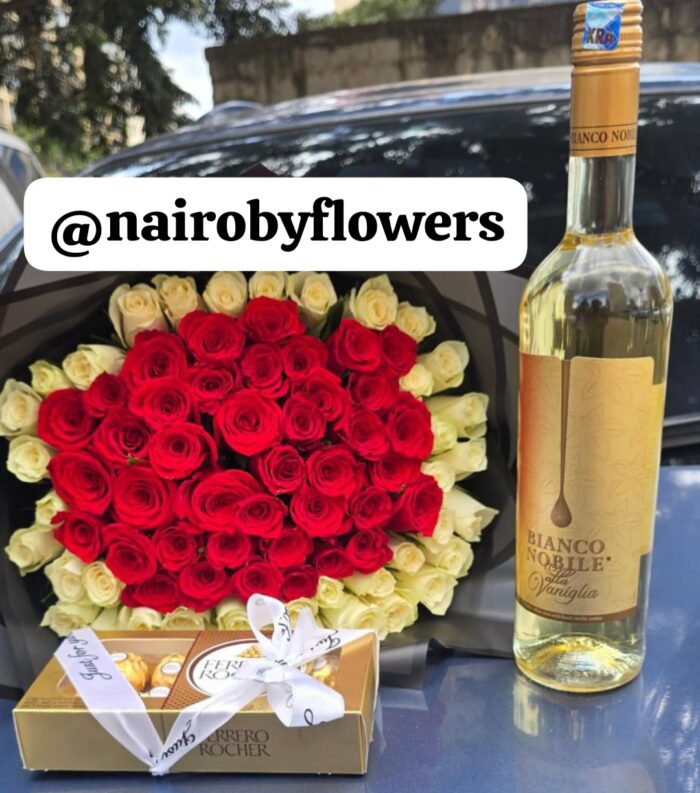 BIANCO NOBILE WINE, FERRERO CHOCOLATES & 50 ROSES